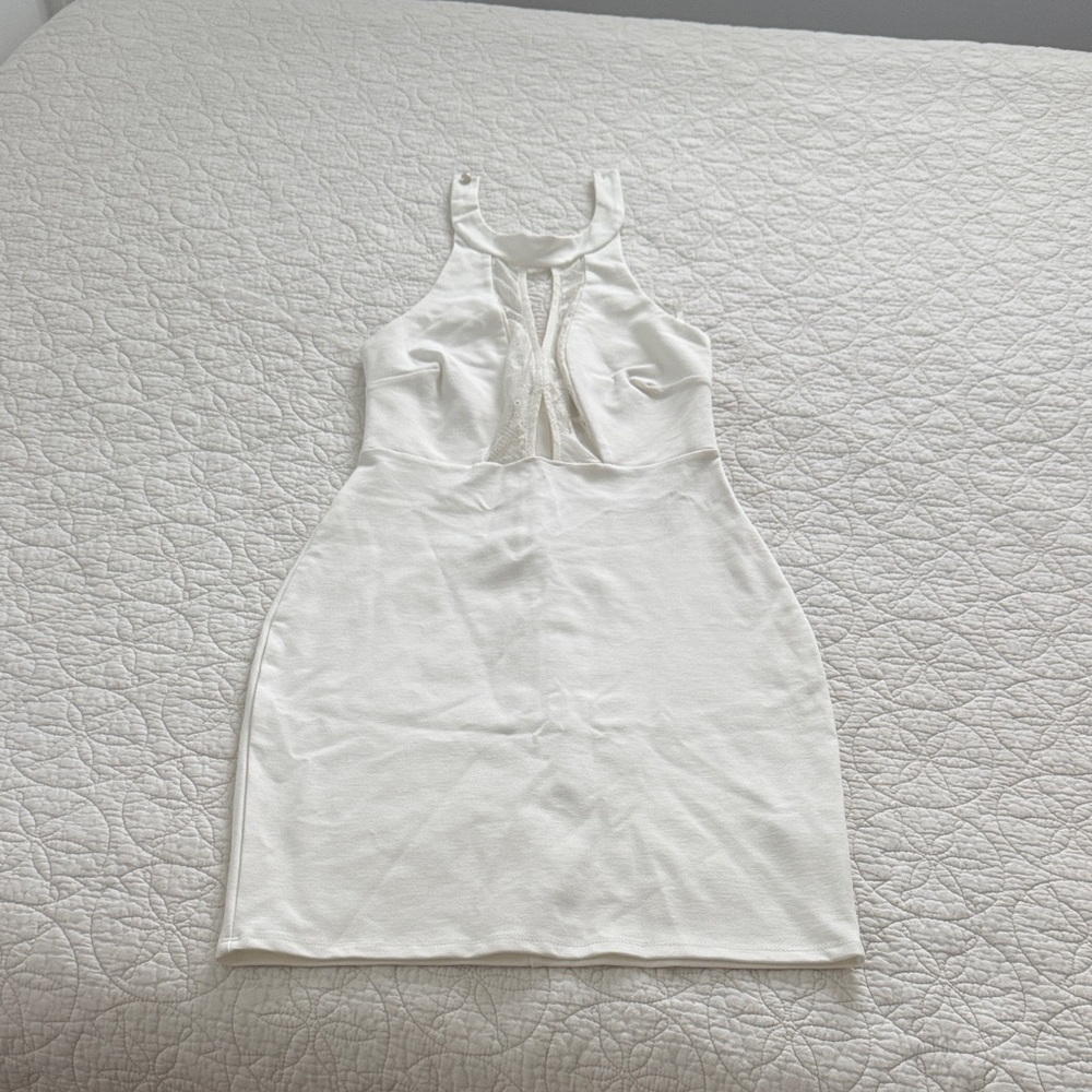 NWT Solemio Off White Halter Bodycon Dress M